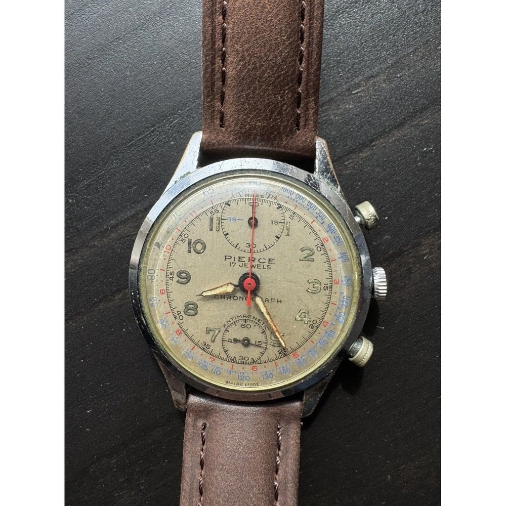 Vtg 1940s PIERCE Military Pilot Chronograph Cal 134 - Up/Down - For Restoration